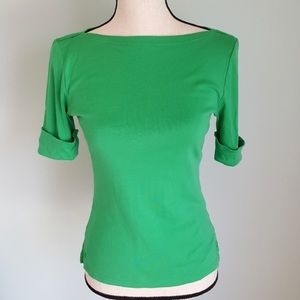 Ralph Lauren Kelley Green Boatneck 100% cotton!!